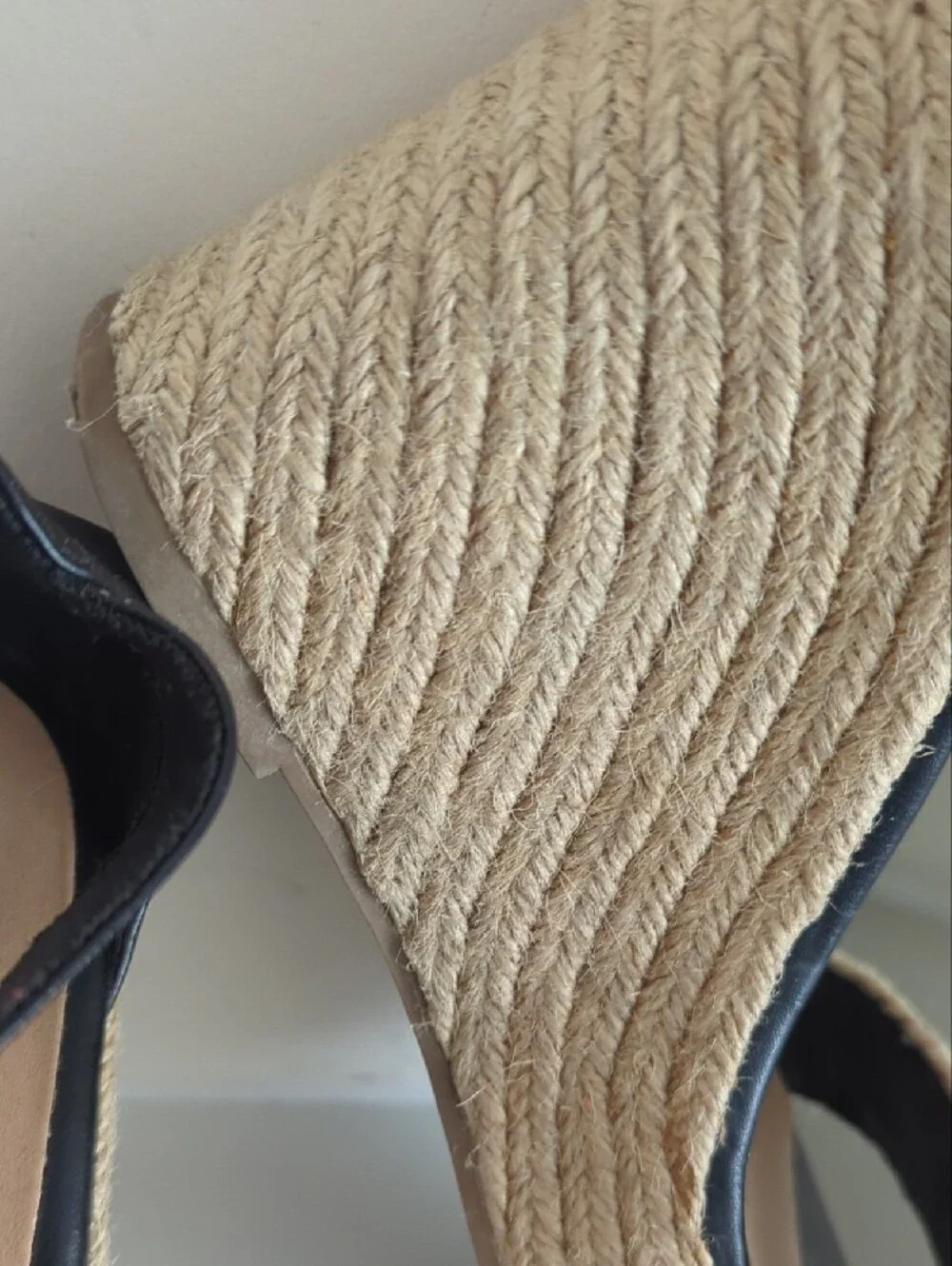 Christian Siriano Black and Natural Espadrille Wedge Sandals